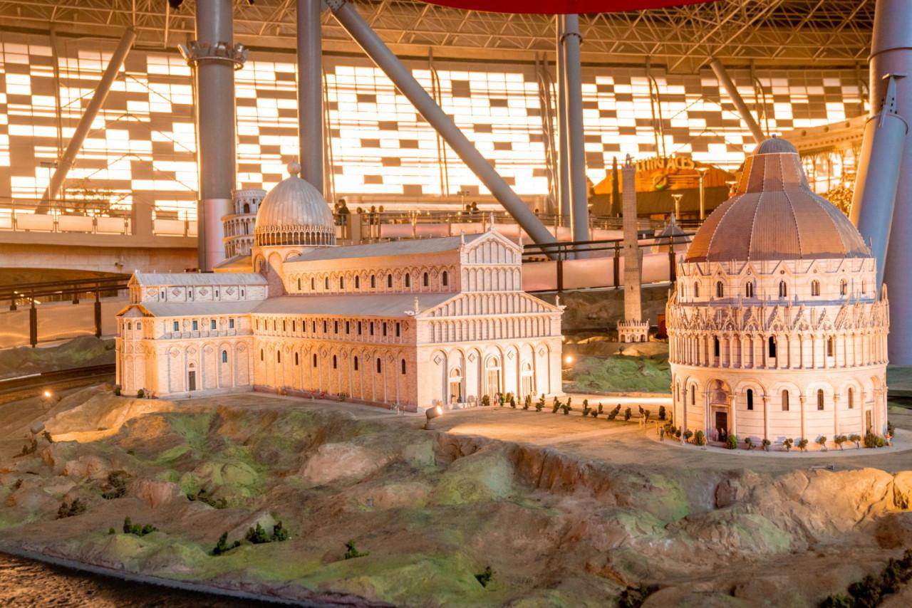 abu dhabi uae may 5 2020 model pisa tower cathedral perfect replica